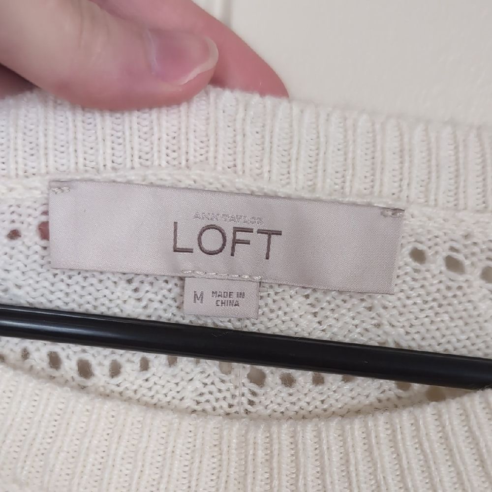 NWT LOFT Women's Cream Knit Sweater - Picture 3 of 8